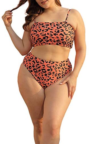 Two Piece Women Plus Size Swimsuit Spaghetti Straps Modest Bikini Swimsuits