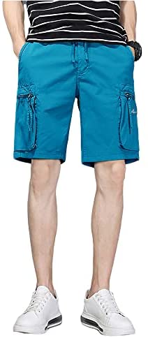 Men's Drawstring Hiking Cargo Shorts Quick Dry Multi Pockets Knee Length Bottoms Hunting Fishing