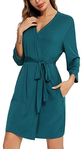 Robe for Women Kimono Robes Soft Bamboo Sleepwear Short Knit Bathrobe Ladies Loungewear S-XXL