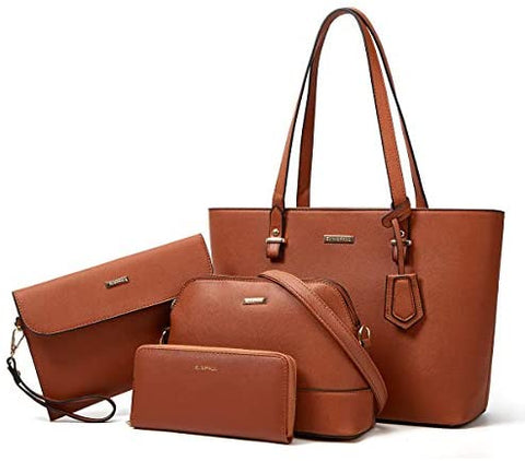 Women Fashion Handbags Wallet Tote Bag Shoulder Bag Top Handle Satchel Purse Set 4pcs