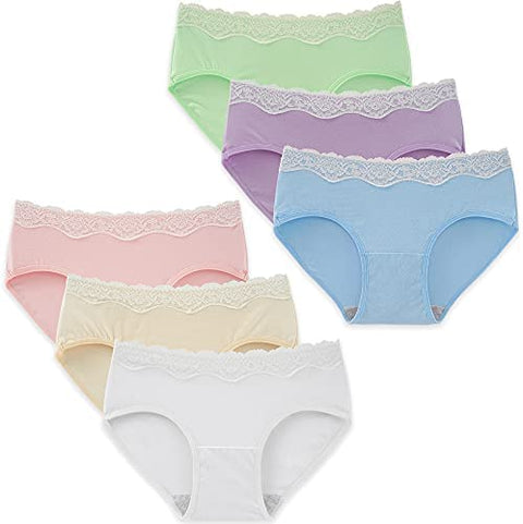 INNERSY Womens Lace Underwear Cotton Hipster Panties Regular & Plus Size 6-Pack