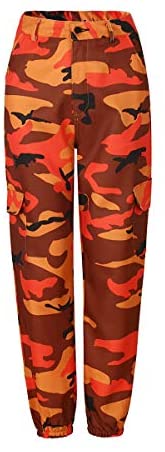 Women's Stylish Camouflage Cargo Pants Classic High Waist Denim Cargo Jogger