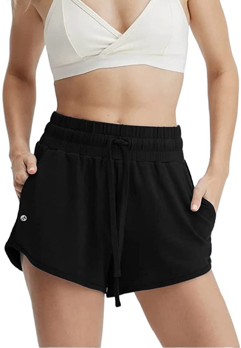 Women's Casual Elastic Waist Drawstring Shorts Workout Running Athletic Biker Shorts with Pockets