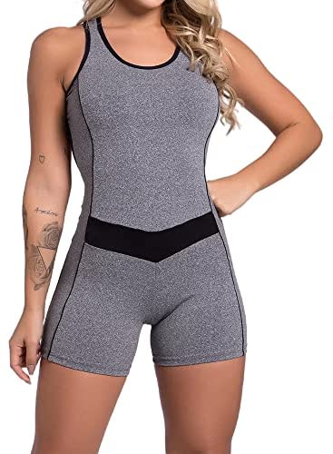 Womens Sleeveless Workout Rompers Active Yoga Running Bodycorn Jumpsuit Activewear