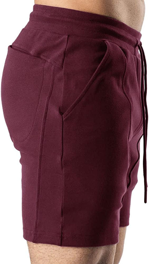 Men's Casual Elastic Waist Drawstring Shorts Gym Workout Training Running Jogging Pants with Pockets