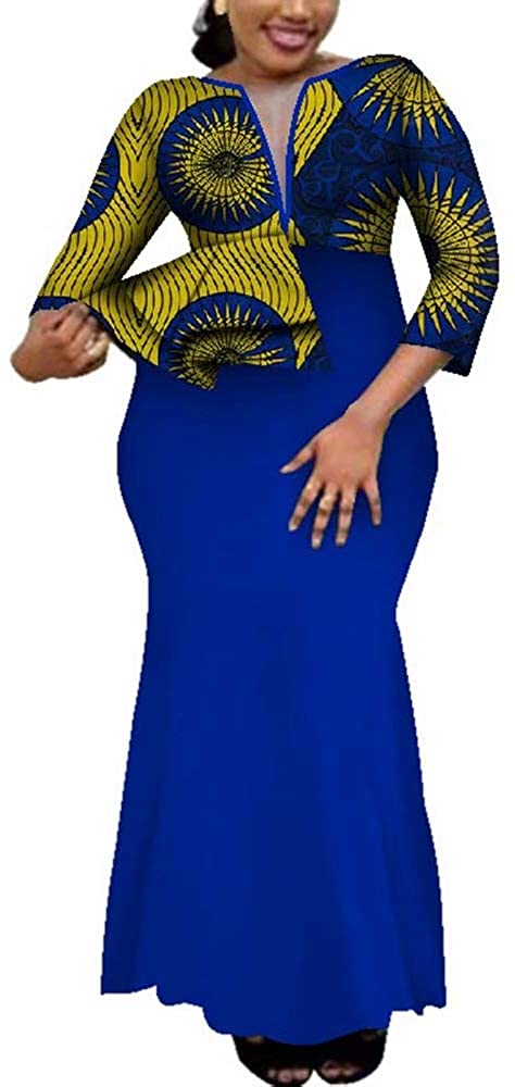 African Dashiki Deep V-Neck Party Long Womens Dress Ethnic Style Floral Maxi Big Sizes Ladies Summer Female Clothes