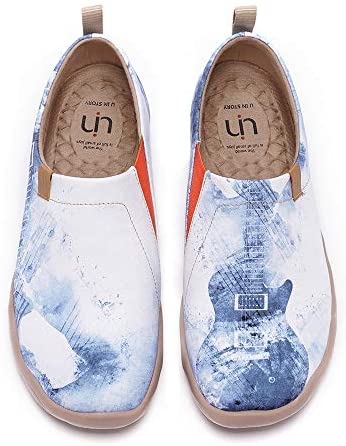 UIN Women's Men's Slip ons Canvas Lightweight Sneakers Walking Casual Flats Art Painted Travel Shoes Unisex Music Chase