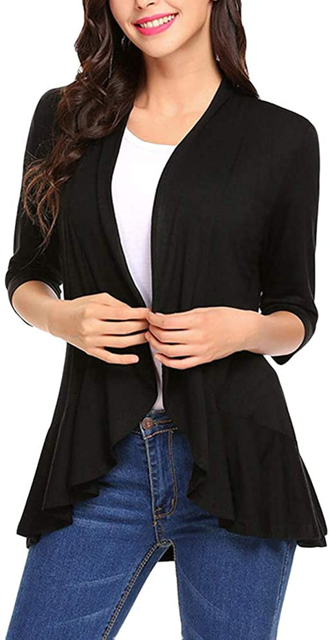 Women's Open Front 3/4 Sleeve Cardigans