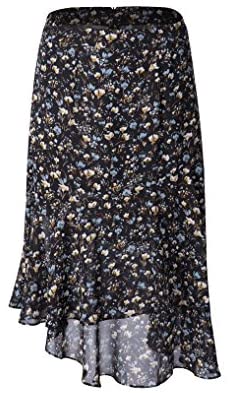 Womens A Line Floral Print Midi Skirt Flared Hem