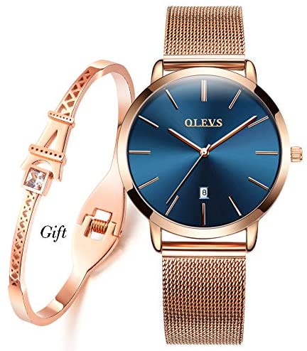Ladies Quartz Rose Gold Watch Set