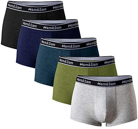 Men's Boxer Brief 5 Pack Bamboo Viscose Soft Comfortable Underwear for Men