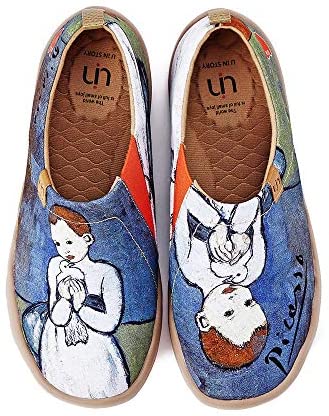 UIN Women's Slip On Loafers Canvas Lightweight Flats Sneakers Love & Humans Walking Casual Art Painted Travel Shoes Amour