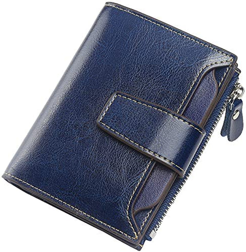 Womens Wallet, Lavemi Leather Wallet RFID Blocking Small Bifold Compact Credit Card Holder for Women with ID Window Zipper Pocket