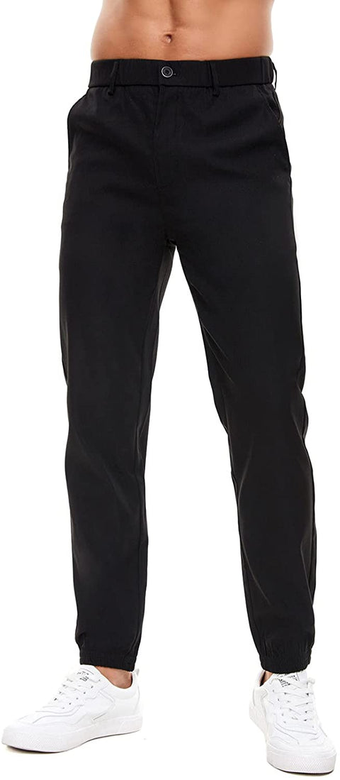 Plaid&Plain Men's Joggers Twill Joggers for Men Slim fit