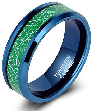 8mm Mens Tungsten Wedding Rings Gear Steampunk Sandstone Meteorite Inlay Wedding Band High Polished Beveled Edge Comfort Fit Size 7-13