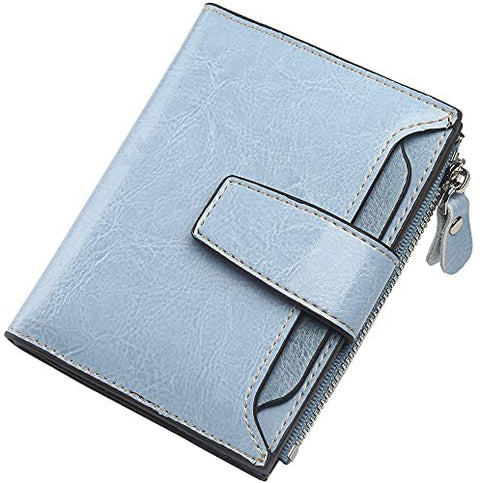 Womens Wallet, Lavemi Leather Wallet RFID Blocking Small Bifold Compact Credit Card Holder for Women with ID Window Zipper Pocket