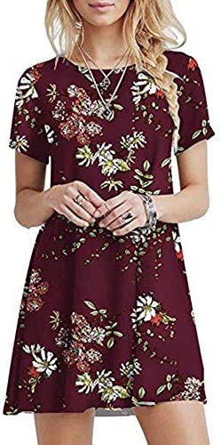 Women's Short Sleeve Swing Dress Sexy Summer Casual T-Shirt Dresses