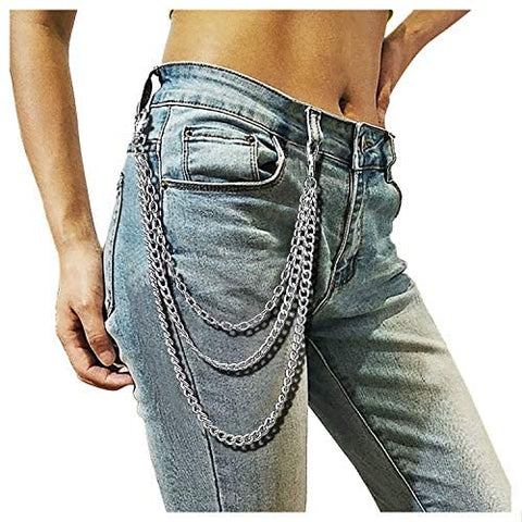 Women Chain Belt For Jeans Silver Waist Chain Girls Adjustable Body Link Belts Fashion Pants Pocket Belts For Dresses