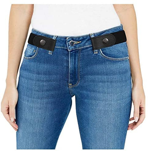 Women/Men Buckle-Free Elastic Belt for Jeans, Ladies Invisible Belt Fits Waist 24-48 inches