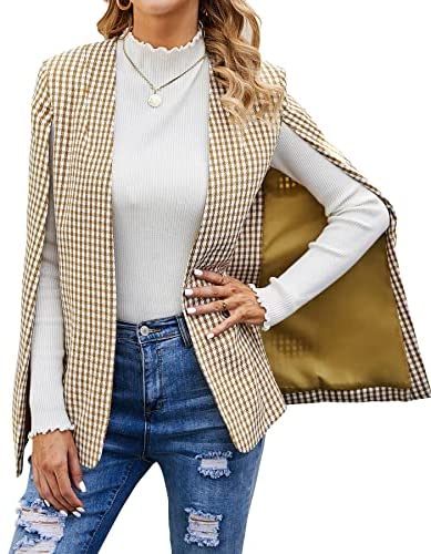 GAMISOTE Womens Cape Blazer Split Sleeve Open Front Casual Jacket Coat Workwear