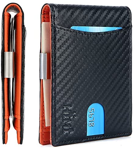 Mens Wallet Slim Bifold Wallets for Men Money Clip Wallet RFID Blocking Front Pocket Leather Minimalist Wallet