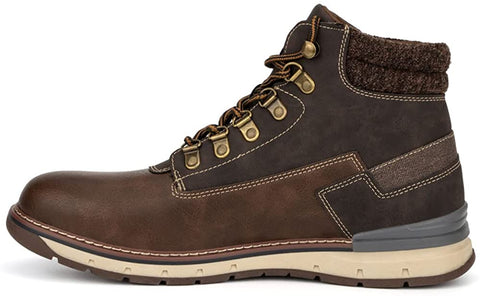 Reserved Footwear Guage Men's Particle Casual Motorcycle Leather And Suede High Top Sneaker Boots, Lace-Up Zip, Round Toe, Rubber Outsole