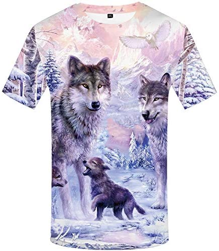 KYKU Unisex Wolf Shirt Wolves Shirts Wild Animal 3D Printed Graphic T-Shirt