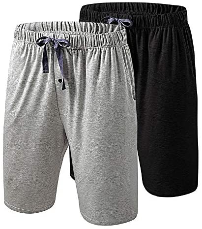 Men’s Pajama Shorts 2 Pack Bamboo Viscose Soft Breathable Pajama Short for Men with Pockets