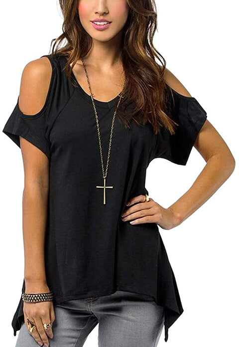 Women's Vogue Shoulder Off Wide Hem Design Top Shirt