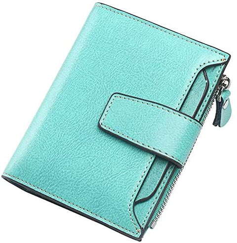 Womens Wallet, Lavemi Leather Wallet RFID Blocking Small Bifold Compact Credit Card Holder for Women with ID Window Zipper Pocket