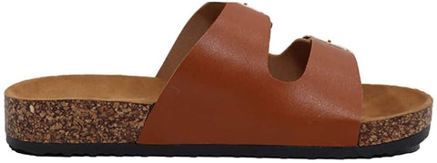 EETTARO Women's Casual Cork Footbed Slide Sandals Ladies 2-Strap Adjustable Buckle Beach Slippers Slip-on Platform Shoes