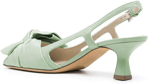 FSJ Women Pointed Toe X Bow Sandals Slip On Spool Middle Heel Pumps Slingback Cutout Party Prom Dress Shoes