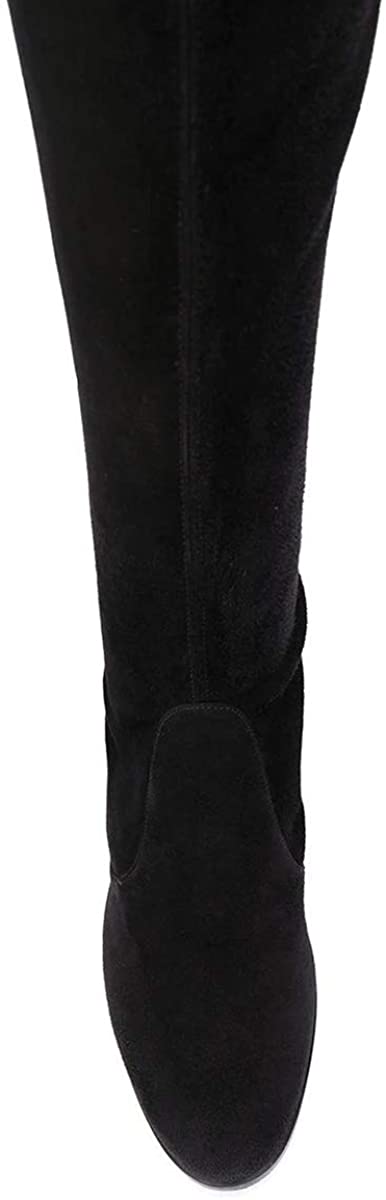 FSJ Women Overknee Thigh High Almond Toe Boots Chunky Mid Heel Lace-up Pumps Winter Date Shoes