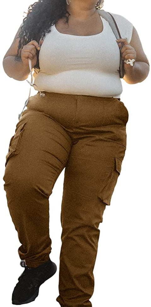 Women's Plus Size Hiking Cargo Pants Relaxed Fit Stretch Sweatpants Joggers Lounge Pants with Pockets