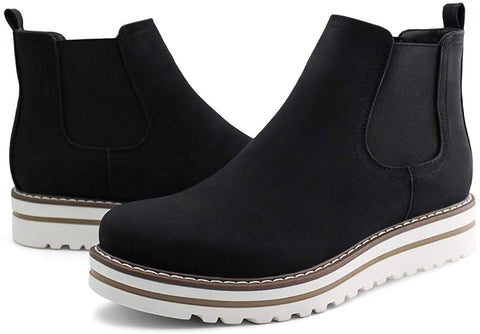 Womens Chelsea Elastic Ankle Boots Waterproof Flat Boots