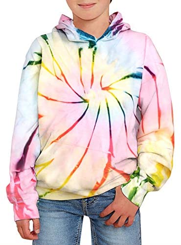 GAMISOTE Unisex Kids Tie Dye Sweatshirt Boys Girls Hooded Kangaroo Pocket Pullover Hoodies