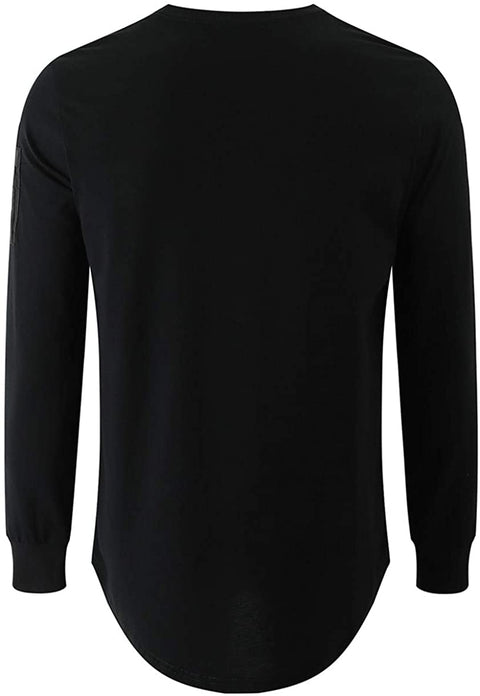 KLIEGOU Mens 100% Cotton Hipster Hip Hop Crewneck T-Shirt with Zip Pocket