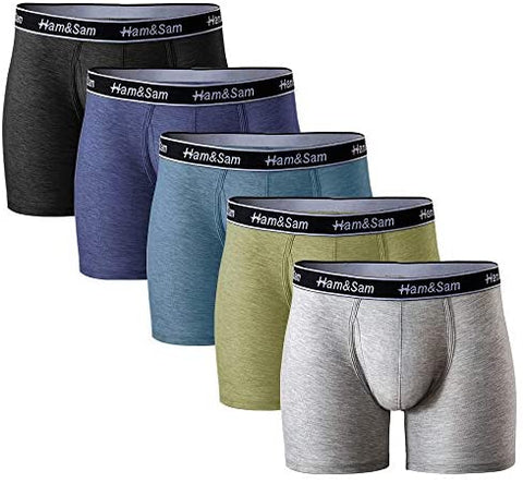 Men's Boxer Brief 4 Pack Bamboo Viscose Soft Comfortable Breathable Underwear for Men