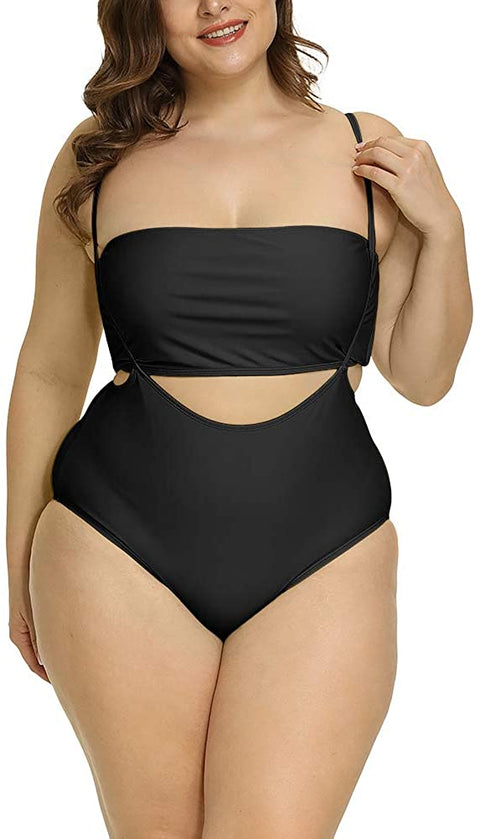 Women Plus Size Swimsuits Two Piece Tube Top High Waist Bathing Suit