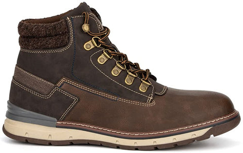 Reserved Footwear Guage Men's Particle Casual Motorcycle Leather And Suede High Top Sneaker Boots, Lace-Up Zip, Round Toe, Rubber Outsole