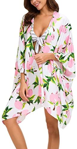 Women's Floral Swimsuit Cover Up Kimono Cardigan Beachwear