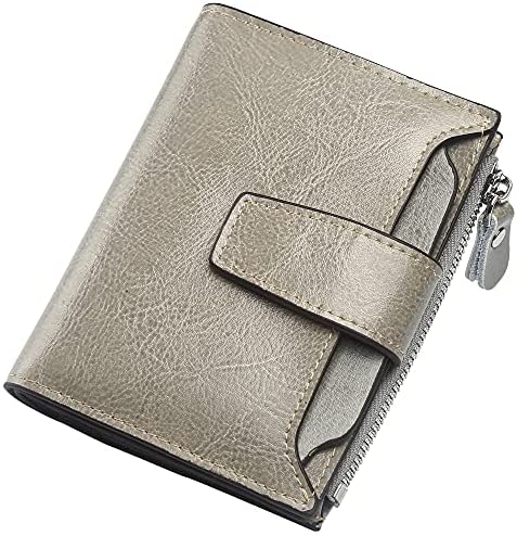 Womens Wallet, Lavemi Leather Wallet RFID Blocking Small Bifold Compact Credit Card Holder for Women with ID Window Zipper Pocket