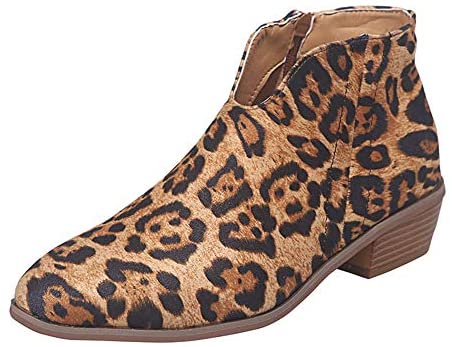 QZHIHE Womens Ankle Boots Cutout Side Strap Block Chunky Heel Work Boots