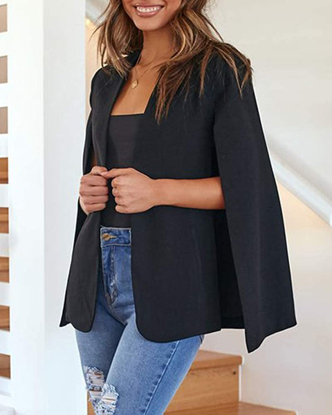 GAMISOTE Womens Cape Blazer Split Sleeve Open Front Casual Jacket Coat Workwear