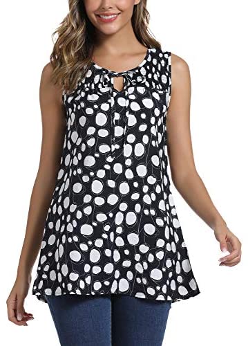 Women's Summer Sleeveless Tie Neck Casual Tank Tops Blouse Shirts
