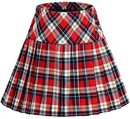 Women's Elastic Waist Plaid Pleated Skirt Tartan Skater School Uniform Mini Skirts
