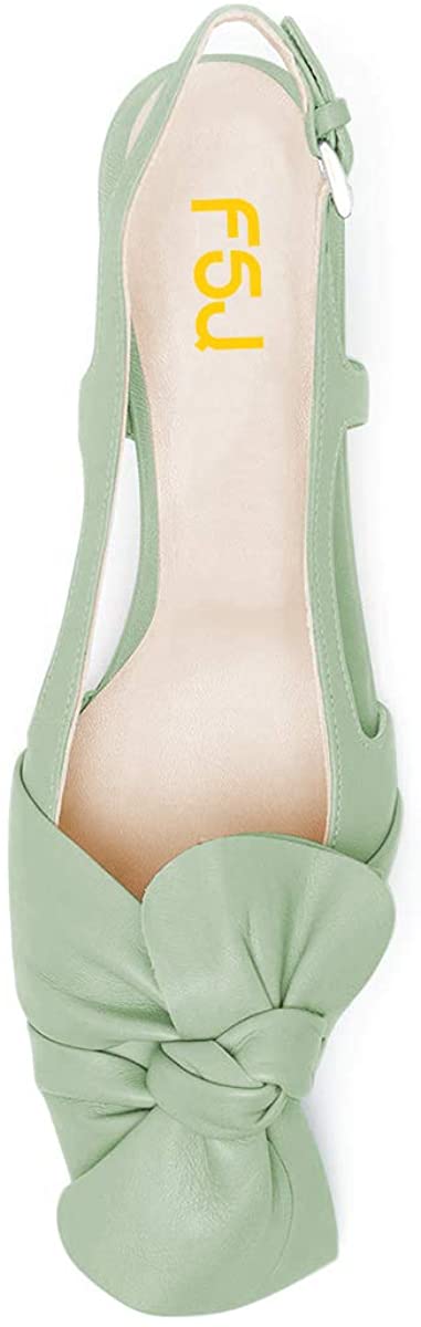 FSJ Women Pointed Toe X Bow Sandals Slip On Spool Middle Heel Pumps Slingback Cutout Party Prom Dress Shoes
