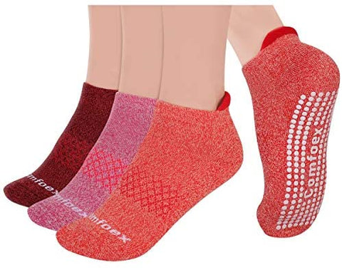 Non Slip Yoga Socks Women 3 Pairs Cushioned Sole Grip Socks for Pilates, Barre