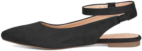 FSJ Women Trendy Pointed Toe Ballet Flats Ankle Strap Buckle Low Heels Backless Pumps Slip On Comfort Casual Walking Shoes Size 4-15 US