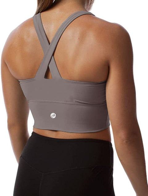 Crisscross Back High Impact Sports Bras for Women Workout Yoga Crop Tank Tops with Removable Pads